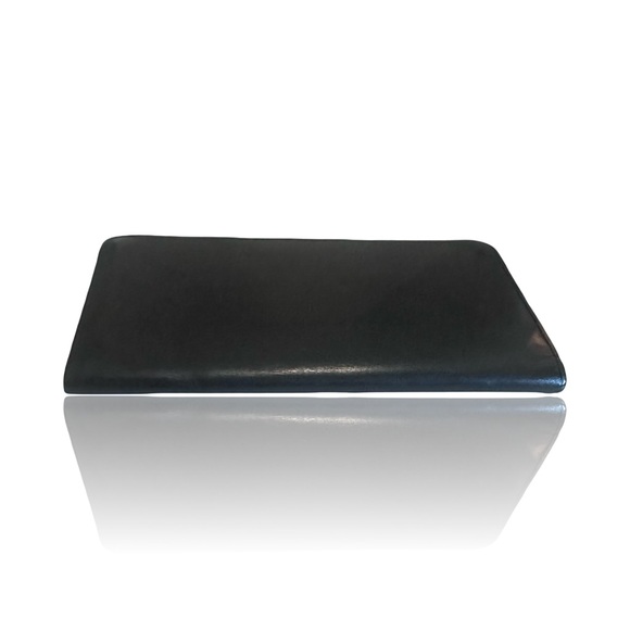 Dunhill black leather long wallet coat wallet silver-tone corner accents British - Picture 9 of 11